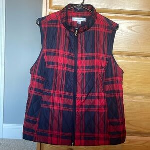 Navy and Red Plaid Quilted Vest